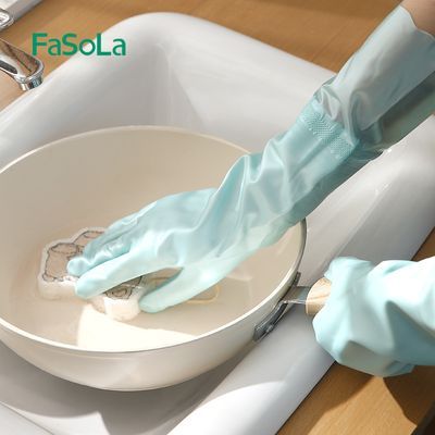 FaSoLa洗碗手套女耐用防滑厨房用不烂乳胶防水刷碗洗碗专用神器