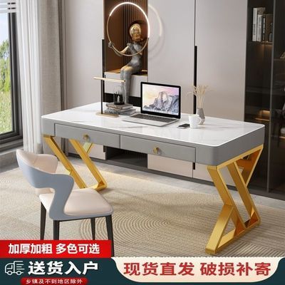 轻奢软包书桌简约现代家用卧室化妆桌学习办公桌台式电脑桌椅组合