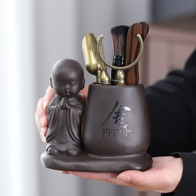 紫砂茶道六君子茶道六件套单筒配件泡茶工具茶配件茶针茶刷养壶笔