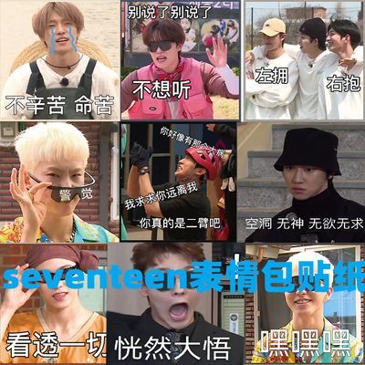 124张韩团seventeen表情包贴纸搞笑明星装饰水杯笔记本手账贴纸