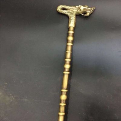 古玩铜器纯铜龙头拐杖实心铜拐杖拐棍手杖老人拐杖送老人收藏礼品