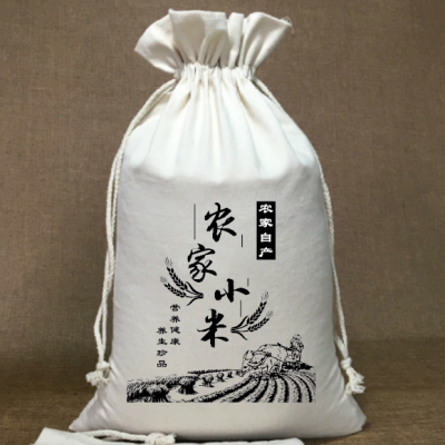 厂家现货大米袋帆布袋束口袋棉布抽拉绳袋小米包装袋手提可定制