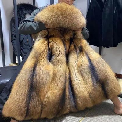 特价派克服男女同款冬季新款可拆卸内胆狐狸毛皮草大衣外套中长款