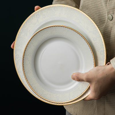欧式高级骨瓷西餐盘宫廷风轻奢创意复古餐具套装高颜值家用平盘