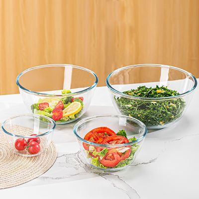 透明玻璃碗家用沙拉碗玻璃和面盆带盖烘焙碗加厚大号