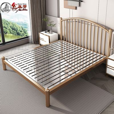 304不锈钢床加厚单人简约现代1.2m铁艺双人网红公寓出租房钢架床