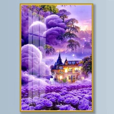 梦幻家园十字绣线绣自己绣2024新款客厅玄关紫色梦幻城堡小件