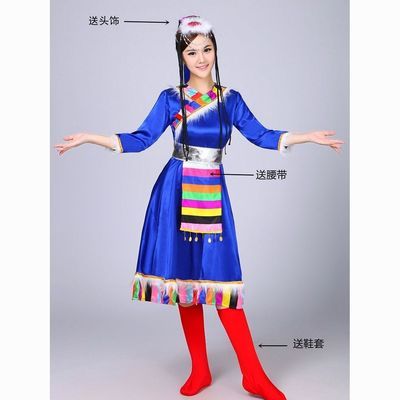 藏族舞蹈服装女成人水袖少数民族广场舞跳舞服装舞蹈服全套一整套