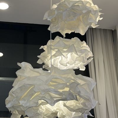 北欧克鲁宁民宿吊灯罩创意卧室餐厅纸灯简约装饰云朵纸吊灯