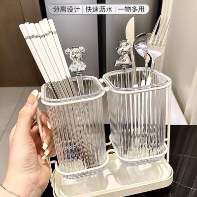 轻奢筷子筒壁挂沥水置物架透明筷子收纳盒厨房家用新款筷笼免打孔
