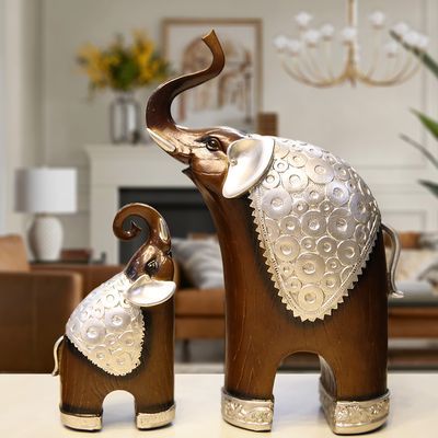 新中式大象母子玄关桌面电视柜酒柜客厅摆件家居装饰品高档次礼物