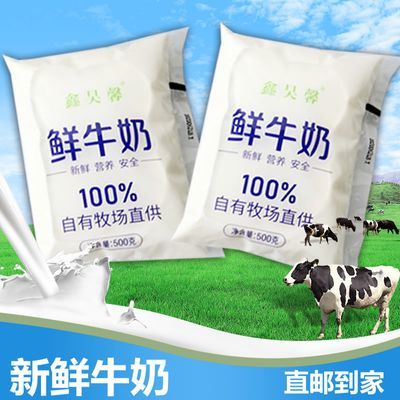 鑫昊馨牧场新鲜巴氏鲜牛奶无菌乳500g纯牛奶袋装 一斤直供整箱奶