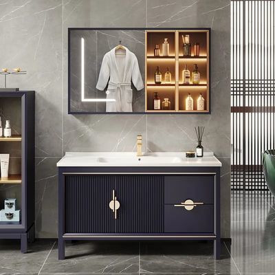 新中式智能镜子柜组合卫生间实木洗漱台池盆柜卫生间洗橡木浴室柜