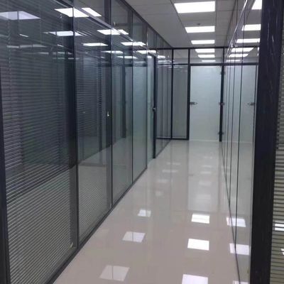 长沙株洲办公室玻璃隔断墙铝合金双层中空百叶钢化磨砂成品高间隔