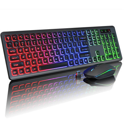 无线静音RGB发光键盘鼠标键鼠套装超薄防溅水笔记本台式商用办公
