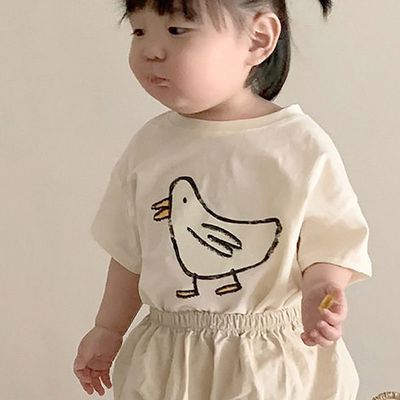 2022夏季新款儿童百搭短袖纯棉T恤装男童女宝宝上衣韩版婴幼