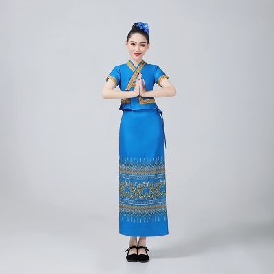 新款傣族舞蹈演出服汉元素中国风古典舞民族风 显瘦洋气傣族服