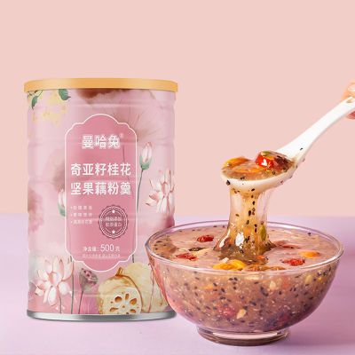 曼哈兔 奇亚籽桂花坚果藕粉羹 500g/罐 营养代餐 早餐 