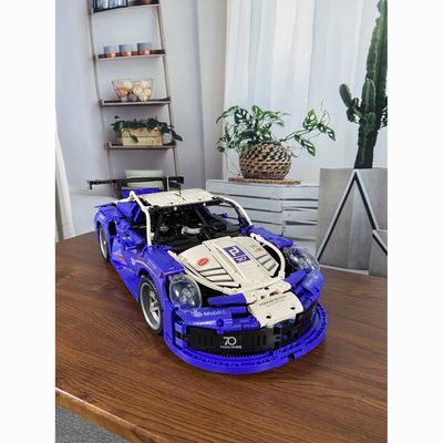 兼容乐高积木紫色保时捷911RSR跑车模型成人儿童拼装玩具汽车礼物