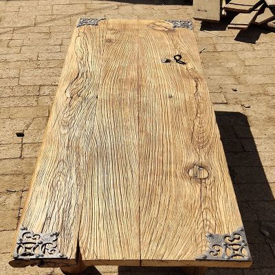 老榆木门板桌复古怀旧吧台旧木板原木实木风化板茶桌茶台民俗定制