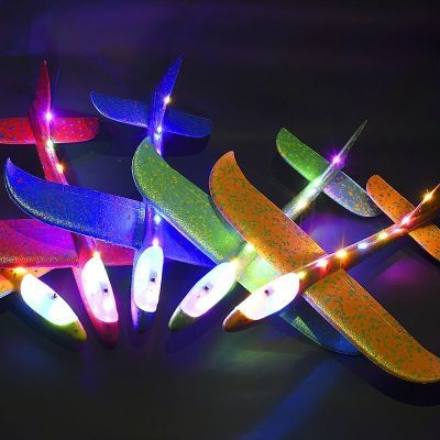 泡沫飞机模型手抛滑翔机泡沫飞机10灯三挡可调节航模儿童玩具发光