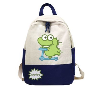 潮流ins卡通小鳄鱼表情包搞笑双肩包可爱个性创意学生背包书包