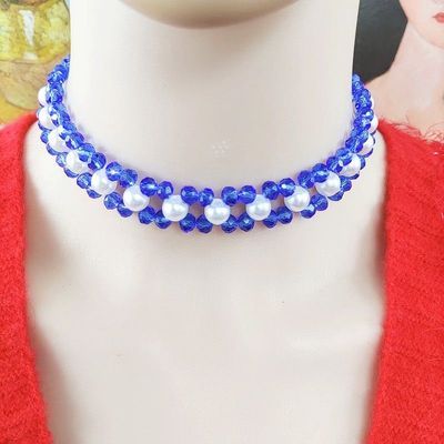 新款韩版编织仿珍珠项链女高级感锁骨颈链不掉色颈带项圈脖子饰品