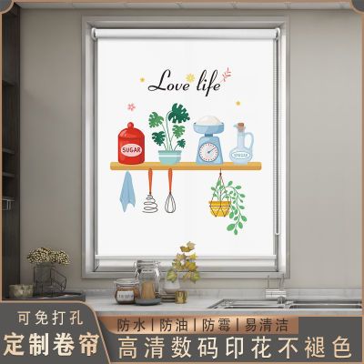 定制高遮光PVC拉珠卷帘北欧风格遮光花纹设计厨房卫生间阳台适用