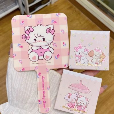 兔熊季mikko慕斯猫咪粉色化妆镜便携可爱少女心卡通超萌日系镜子