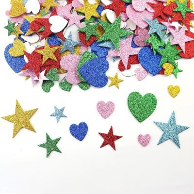 儿童手工装饰EVA星星爱心泡沫闪粉贴纸幼儿园教室布置发夹diy配件