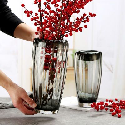 落地创意花瓶ins风高颜值插花家用百合花瓶专用透明玻璃水培花盆