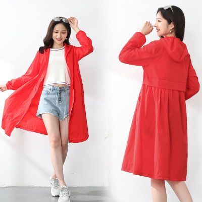 防晒衣女中长款防紫外线2023夏季新款透气韩版宽松大码百搭薄外套