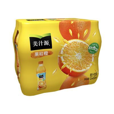 可口可乐美汁源果粒橙450ml*12瓶橙汁果味饮品果汁饮料加量不加价