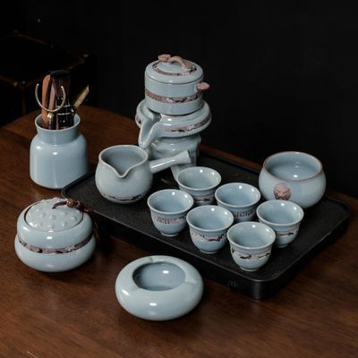 家用哥窑懒人泡茶壶自动茶具茶盘家用客厅陶瓷功夫小办公室冲茶器
