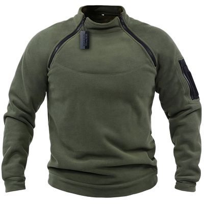 欧码跨境男士战术卫衣春季新款狩猎外套保暖透气侧拉链抓绒套头衫
