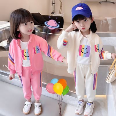 女童春季套装女童棒球服运动装女孩网红休闲装女宝宝春秋装三件套优惠商品图片