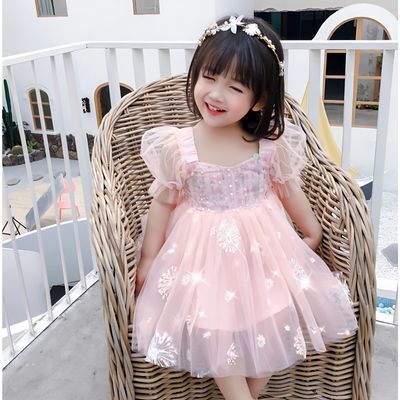 现货儿童公主裙2024新款连衣裙粉色网纱蓬蓬裙女宝夏装小仙女系列