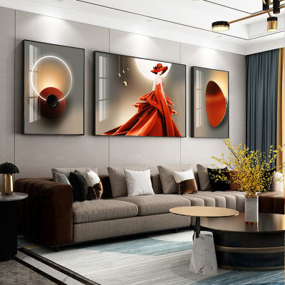 现代轻奢客厅装饰画组合高档壁画抽象艺术人物美女沙发背景墙挂画