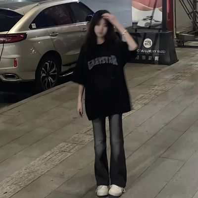 100%不起球短袖t恤女学生夏季韩版中长款宽松潮流小众慵懒风上衣