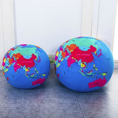 地球仪抱枕地球毛绒玩具圆形公仔中文版英文版世界地图球星球模型