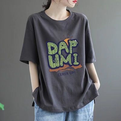 清仓捡漏~专柜撤回剪标女装纯棉12复古宽松短袖T恤女时尚贴布上衣