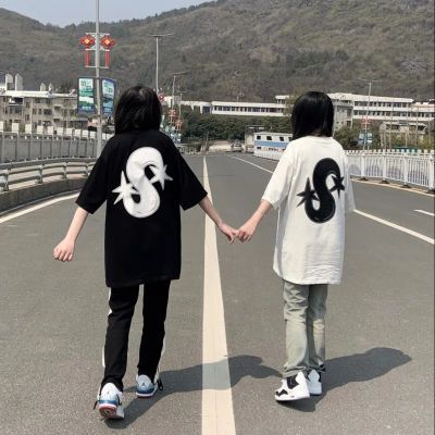 100%不起球美式短袖t恤女学生夏季印花宽松学院风百搭上衣服ins潮