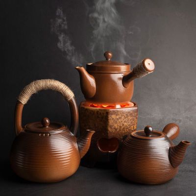 陶瓷烧水壶煮茶壶耐高温陶瓷煮茶壶煮茶壶套装一整套老岩泥红泥