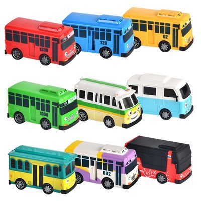 网红迷你小巴士四色回力校巴部分可开车门塑料惯性滑行车玩具益智
