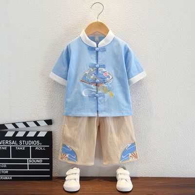汉服男童薄款中式复古衣服男女宝宝演出服中国风改良童装古装唐装【5天内发货】优惠商品图片