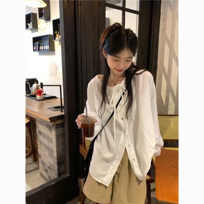 韩系薄款慵懒风宽松衬衣女2025新款夏设计感小众显瘦休闲外搭开衫