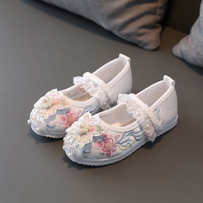 女童绣花鞋中国风儿童汉服鞋古装表演出布鞋民族风复古宝宝手工鞋