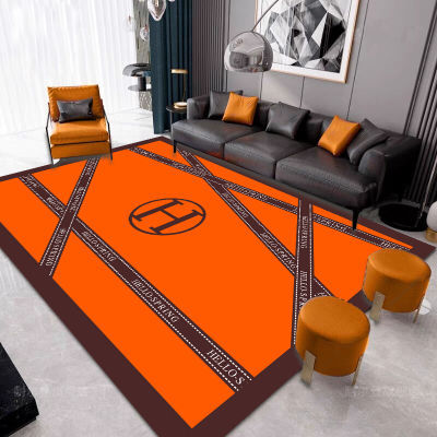 现代轻奢高级橙色地毯客厅直播间网红茶几毯家用房间卧室床边地垫