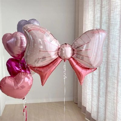 新款儿童节日装饰对话框铝箔气球大号蝴蝶结女孩生日布置铝膜气球
