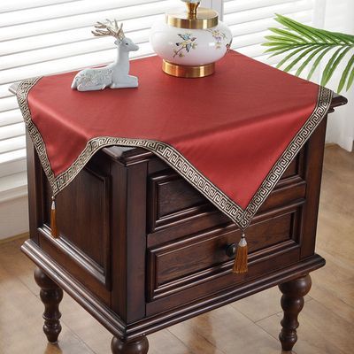 新中式茶盘床头柜子布桌布正方形方巾小方几不防水罩客厅高级茶具
